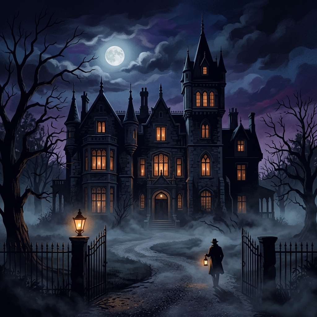 Blackwood Manor at night